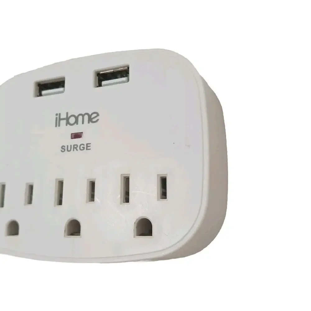 iHome 3 Outlet Smart Surge Protector IVORY 3 Prong Ivory Office Home Work Works!